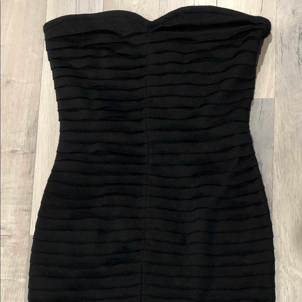 Silence + Noise Tiered Strapless Black Mini Dress